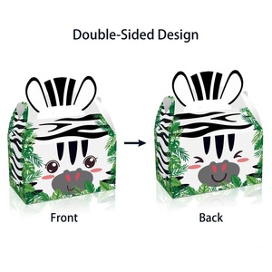Cajas de Regalo de Papel con Diseño de Animales de la Selva, 12 Piezas, Cajas de Papel para Pasteles con Diseño de Doble Cara para Regalos de Fiesta de Animales de Peluche, Safari - Product Image 5