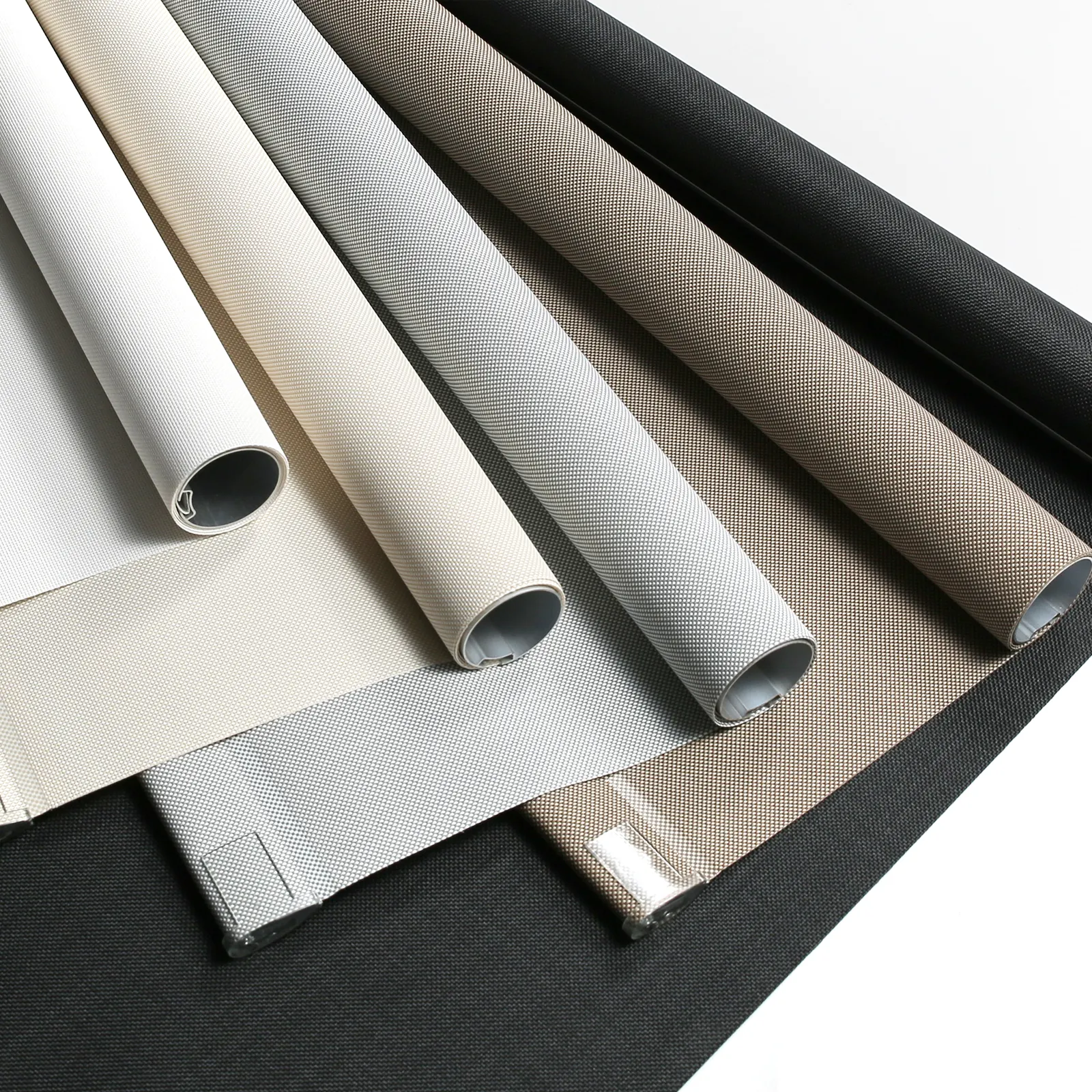 Anti uv design 5% abridor de tecido solar, rolo preto sombra tubo de liga de alumínio lâminas de rolo