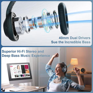 Ankbit e500pro tiếng ồn hủy bỏ tai nghe ANC + enc không dây Bluetooth 5.0 Tai nghe NFC ghép nối Over-Ear chơi game tai nghe - Product Image 3