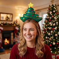 Serre-tête personnalisable en non-tissé 3D motif sapin de Noël, 200 MOQ, mignon, festif, pour les fêtes, cadeau, accessoire capillaire