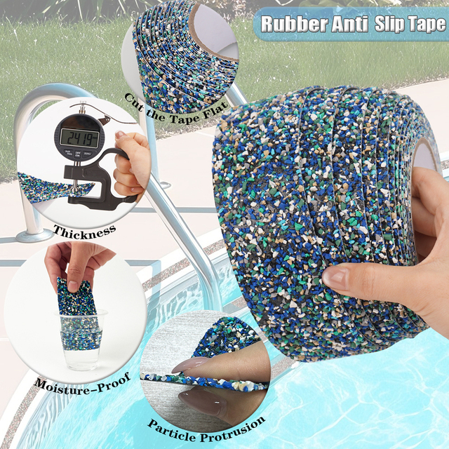 High Pressure Sensitive Anti Slip Tape Red/Blue Mixed Rubber Grip Strip Safe Traction High Friction Tape for Swimming Pool Boats