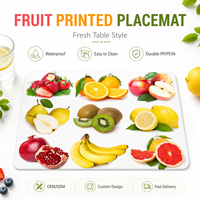 Set de table imprimé fruits en PP/PEVA, imperméable et facile à nettoyer, pour la décoration de la table de cuisine et de salle à manger à la maison