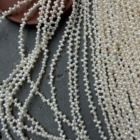 Perles de culture d'eau douce naturelles lisses non nucléées, irrégulières, espacées, de 3 à 3,5 mm, à 3/7 trous, de 39 cm, pour le bricolage