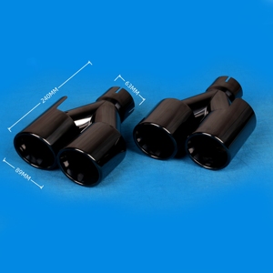 Punta de escape doble de <span class=keywords><strong>3</strong></span>.5 pulgadas, cromo negro, acero inoxidable 304, embellecedor de parachoques trasero, tubo de escape para coche - Product Image 2