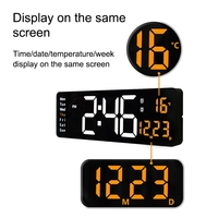 Horloge murale numérique moderne LED électrique de grande taille avec télécommande, affichage de la température, luminosité réglable, date, semaine, pour table