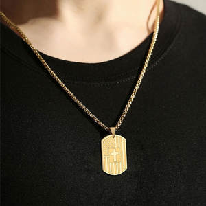 Collar personalizado de acero inoxidable 316L para hombre, chapado en oro PVD de 14K/18K, joyería fina de moda, collar con bandera estadounidense para grabar. - Product Image 4