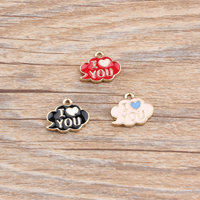 14x15mm 금도금 아연 합금 DIY 귀여운 쥬얼리 제작 액세서리 "사랑해요" 문구 에나멜 구름 펜던트 참
