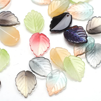 Zhubi Gradient Couleur Combinaison Cristal Fraise Feuille Perles 17*24MM Ovate Feuille Pendentif Perles De Verre pour DIY Faire Des Boucles D'oreilles