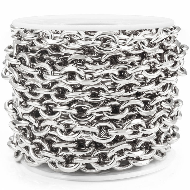 Steel Color Oval Wedge Chain 2x8mm