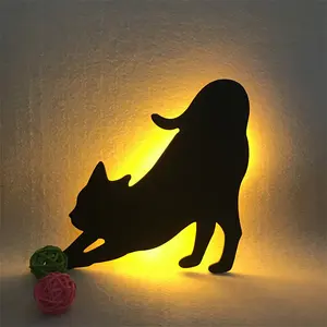 Groothandel Schattige Kat Kitty Vorm Led Lamp Home Decor Cartoon Anime Nachtverlichting Diervormig Geluid Controle Wandlicht