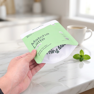 Biodegradable Custom Printed Matcha Powder Packaging Stand Up Pouch Food Grade Resealable <b>Zip</b> <b>Lock</b> <b>Bag</b> Food Grade OEM ODM - Product Image 2