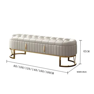 Thiết Kế Hiện Đại Dài Ottoman Băng Ghế Dự Bị Cho Thạc Sĩ Phòng Ngủ Ánh Sáng Sang Trọng Vải Lưu Trữ Cloakroom Sofa Giày Thay Đổi Phân Sử Dụng Nhà - Product Image 6