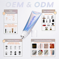 Tube cosmétique de luxe personnalisé D40 100ml holographique argenté avec bille roulante pour huile de massage corporel et crème