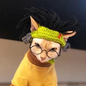 Divertido Disfraz de Gato <span class=keywords><strong>sin</strong></span> <span class=keywords><strong>Pelo</strong></span> de Hilo Ecológico, Estilo Punk Reggae Rock, Disfraz de Perro, Decoración Sólida de Navidad e Invierno - Product Image 2