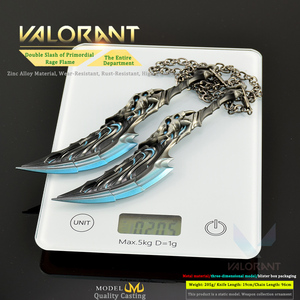 VALORANT Primordial <span class=keywords><strong>Rage</strong></span> Dual Scythe Full Metal Zinc Alloy Replica Collection Desk Decor Game Peripheral Cosplay Prop, 19CM - Product Image 2