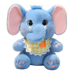 Jouets en peluche doux et mignons au design moderne, très vendus, rembourrés en coton PP super doux, poupées d'éléphant pour bébé avec bavoir - Product Image 1