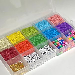 Kit de perles de verre 2mm 4mm, perles acryliques lettres, fournitures de fabrication de bijoux DIY, accessoires d'artisanat, ensemble multicolore - Product Image 3