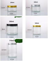 Pot Mason en verre côtelé vertical avec couvercle hermétique à vis pour la décoration intérieure, l'emballage de produits de soin, le stockage de bougies et de sels de bain