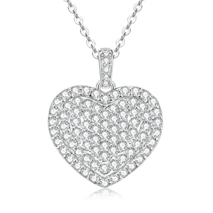 Collar con Colgante en Forma de Corazón de Cobre Chapado en Oro de 14k, Estilo Coreano, Antideslustre, con Circonita Blanca para Mujer, Venta al Por Mayor - Product Image 3