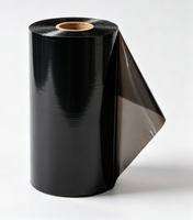 Film rétractable noir automatique en HDPE, résistant à l'humidité, en rouleau jumbo pour machine d'emballage de palettes et autocollants