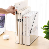 Organisateur de fichiers multifonctionnel en acrylique transparent rectangulaire, porte-livres de bureau