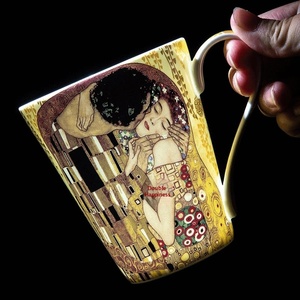 Tazza in Porcellana/Ceramica 'Il Bacio <span class=keywords><strong>di</strong></span> <span class=keywords><strong>Klimt</strong></span>', Tazza da Caffè Creativa con Dipinto a Olio, Regalo per Coppie - Product Image 3