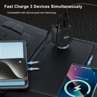 IBD pabrik grosir 96W kabel dapat ditarik pengisi daya mobil pengisian cepat telepon Tipe c PD30W USB QC30W PPS33W 3 in 1 adaptor mobil