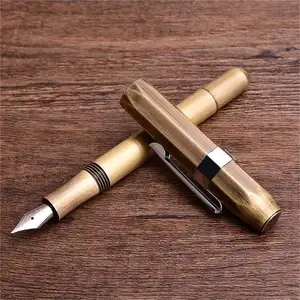 New Arrival Solid Brass Fountain Pen Antique Bronze Octagon Portable Short Pen Business Gift Signature Pen Office Calligraphy