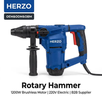 Marteau perforateur rotatif électrique HERZO 1200W 220V, portable pour le bricolage, la découpe du béton et les travaux d'impact