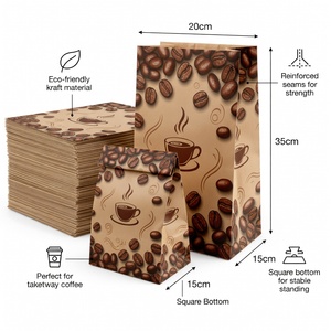 Bolsas <span class=keywords><strong>de</strong></span> Papel Kraft para Envasado <span class=keywords><strong>de</strong></span> Alimentos, <span class=keywords><strong>con</strong></span> Base Plana y Diseño <span class=keywords><strong>de</strong></span> Granos <span class=keywords><strong>de</strong></span> Café, Personalizadas al por Mayor, Reciclables, para Panadería y Pastelería - Product Image 5