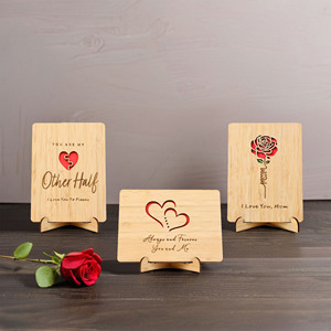Tarjeta de felicitación de bambú para aniversario, invitación de boda, tarjeta de cumpleaños, tarjeta para el Día de la Madre, tarjeta para el Día de San Valentín, tarjeta de bendición con palabras íntimas - Product Image 6