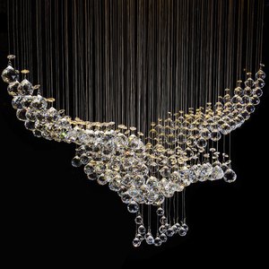 Lustre moderne en cristal au design <span class=keywords><strong>aigle</strong></span>, grande lampe suspendue LED pour hôtel, villa, salle de banquet simple, salon - Product Image 2