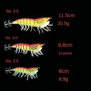 Hameçon lumineux pour crevettes artificielles Multi-Specification Soft Foot Wooden Shrimp Bait Fishing Lures - Product Image 4