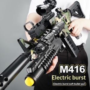 Pistolet à balles souples électrique automatique, jouet pour enfants, simulation de mitraillette M416, petit pistolet unisexe, équipement PUBG, plastique - Product Image 3