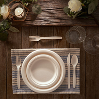 Assiettes rondes jetables en pulpe de bagasse de canne à sucre, compostables et biodégradables, blanches naturelles, de 6, 7, 8, 9 et 10 pouces