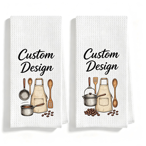 Serviettes de cuisine en microfibre à séchage rapide, texture gaufrée, impression numérique personnalisée, pour le séchage de la vaisselle, vente en gros - Product Image 1