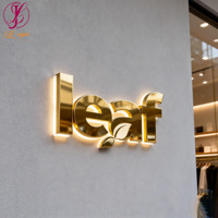 Enseigne lumineuse LED 3D de luxe en or rétroéclairée, personnalisée avec le nom de la marque, pour hall d'hôtel, salon, logo lumineux pour mur de clinique