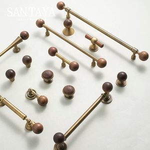 Santaya 古董拉丝黄铜拉手 厨房橱柜拉手 卧室衣柜抽屉把手 实木家具拉手 - Product Image 3