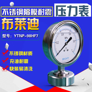 เกจวัดแรงดันไดอะแฟรม BRIGHTY ขนาด 98 มม. 0-4MPa แบบเชื่อมต่อชัค - Product Image 3
