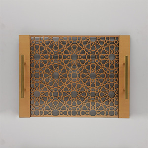 Artisanat en bois sculpté plateau de rangement creux acrylique avec poignée plateau de rangement de bureau monobloc personnalisé - Product Image 2