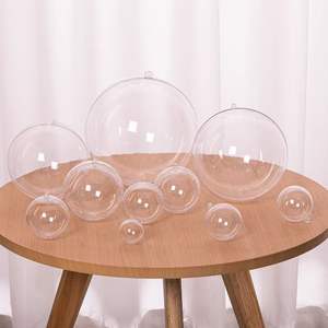 Boules de Noël en acrylique transparent, boules décoratives creuses en plastique à remplir pour les loisirs créatifs, fleurs préservées et décorations de fêtes - Product Image 1