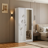 Armoire Moderne en Acier avec Porte Miroir, Meuble de Rangement Métallique pour Vêtements, Verrouillable, pour Chambre à Coucher, Fabrication OEM
