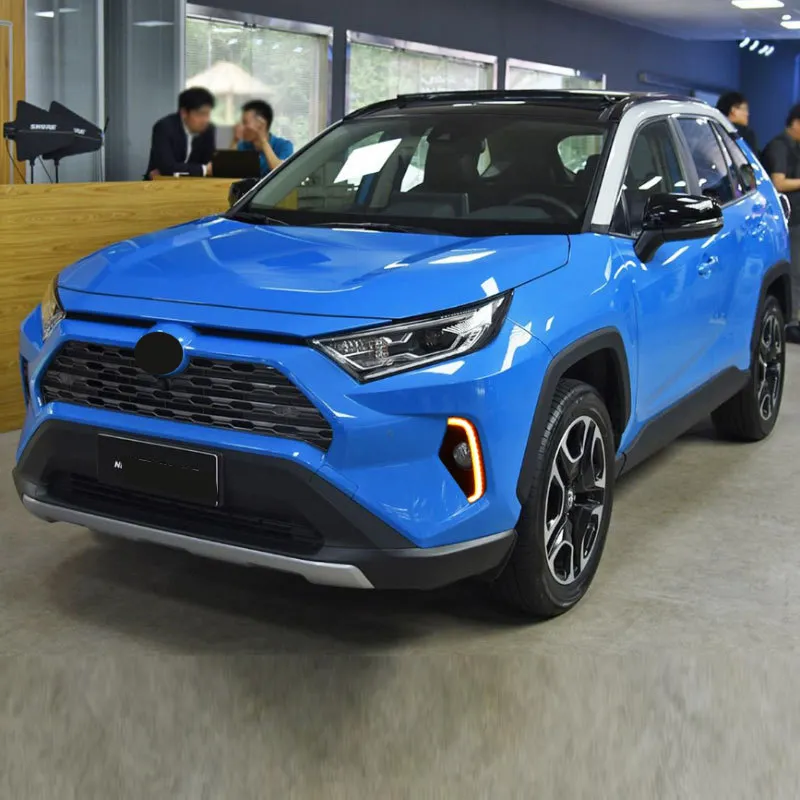 Lampu kabut LED DRL 2 warna, lampu kabut, lampu sein, lampu kuning, lampu lari siang hari, untuk Toyota RAV4 2019-2022