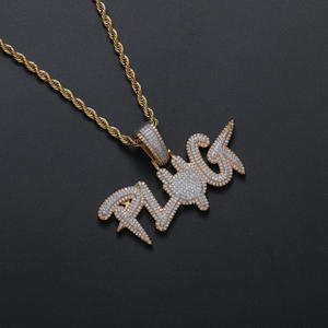Pendentif lettre <span class=keywords><strong>PLUG</strong></span>, accessoires hip hop <span class=keywords><strong>rap</strong></span> avec zircon, collier lettre anglaise. - Product Image 1