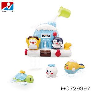 Bébé jouer jouets pulvérisation d'eau baignoire <span class=keywords><strong>ventouse</strong></span> jouets en plastique sûr pingouin château jeu d'eau pour la baignade - Product Image 6