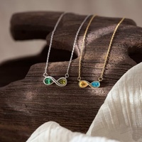 Collier pendentif en pierre de naissance personnalisé QIUHAN, forme en 8 avec 12 pierres de naissance, lettres assorties, pierre de naissance du mois de naissance, à porter tous les jours