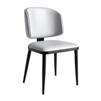 Chaise de salle à manger moderne rembourrée en gros avec assise gris clair et pieds en métal noir mat pour hôtels et appartements