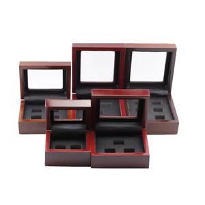 高品质冠军戒指展示盒2、3、4、5、6、7孔木箱定制logo收藏纪念盒 - Product Image 1