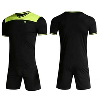 Kit de chemise de football de maillot d'arbitre de football de logo de nom personnalisé de vente chaude professionnelle