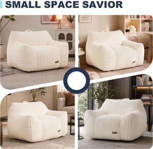 Sample Available Living Room Indoor <b>Bean</b> <b>Bag</b> Sofas White Faux Fur Fluffy <b>Bean</b> <b>Bag</b> Chair with Armrest - Product Image 5